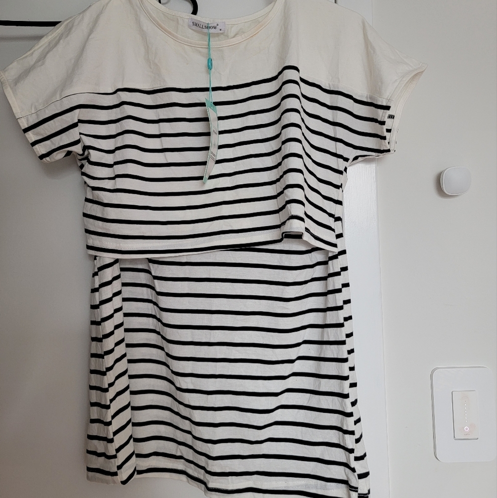 Smallshow Women's Maternity Nursing Tops Breastfeeding T-Shirt Medium White